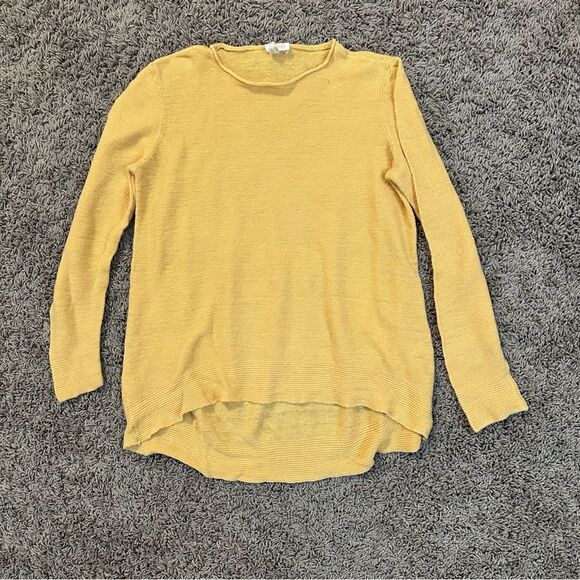Eileen Fisher Sweater Round Neck Yellow Orange Organic Linen size small - Picture 8 of 8